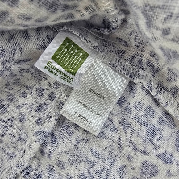 Garnet Hill European Flax Linen Floral Print Button Front Shirt Dress Size L - Picture 6 of 10